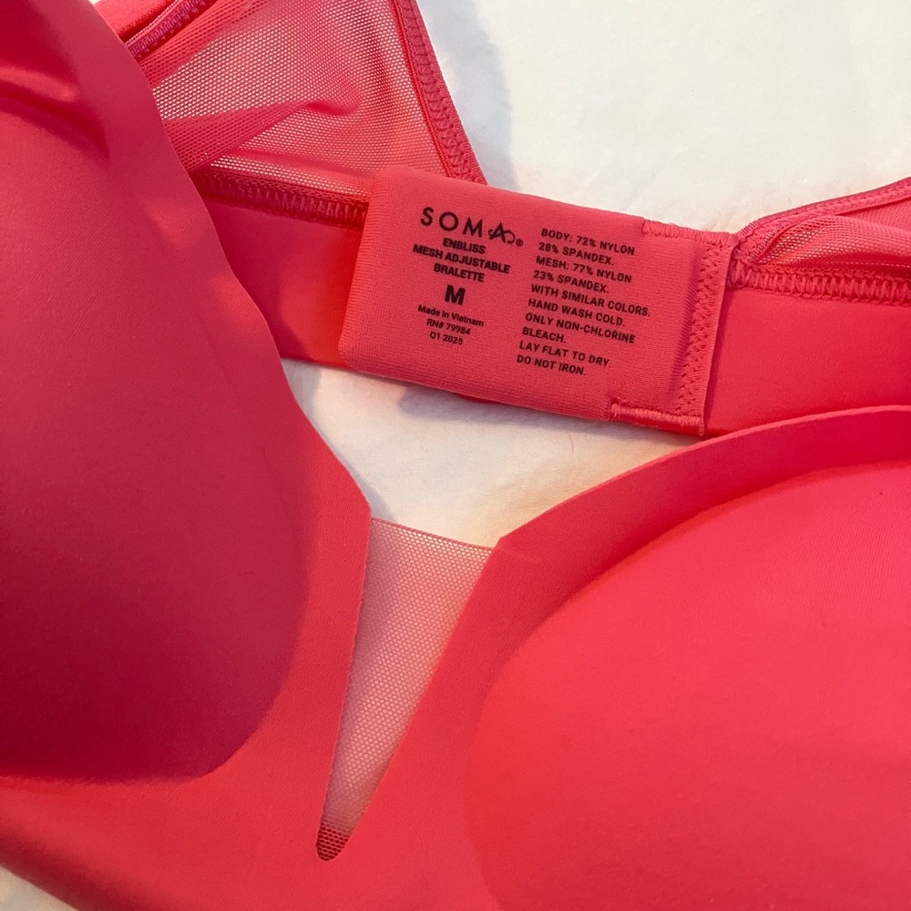 NWT Seamless soft pink mesh adjustable bralette, Soma size M - Picture 9 of 15
